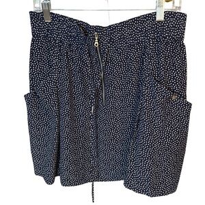 Whistles Navy & White Polka Dot Silk Mini Skirt – Size 8
